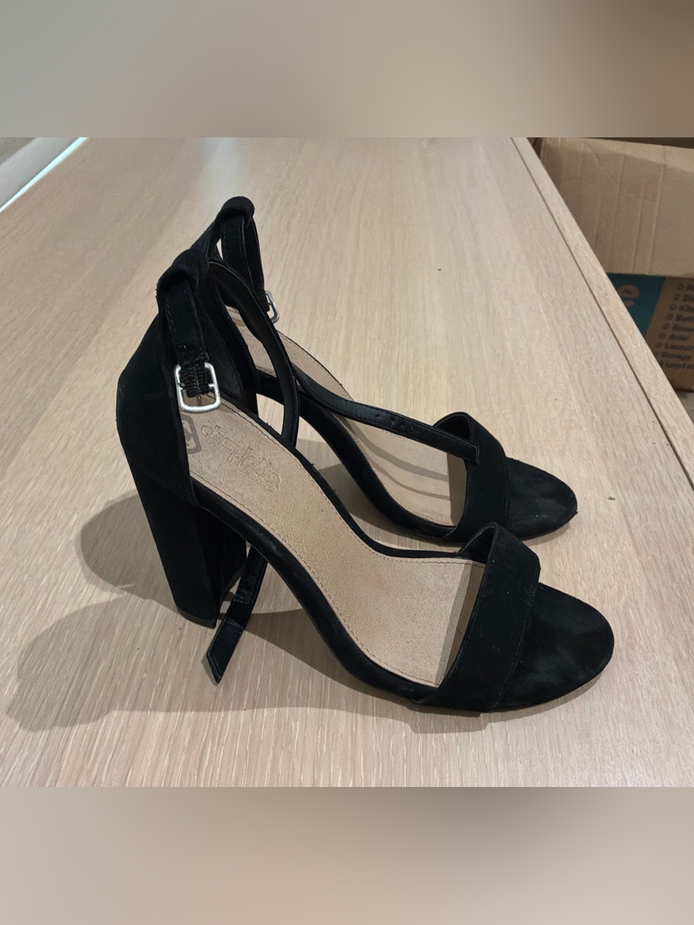 Charlotte Russe Black Suede Block Heel Sandals